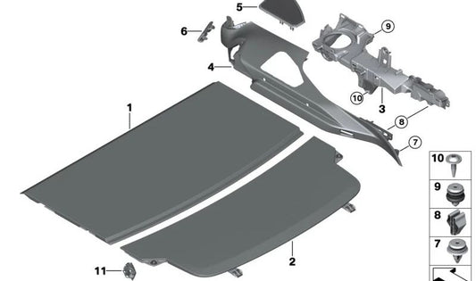 Parrilla altavoz trasero derecho OEM 51477445478 para BMW G32. Original BMW.
