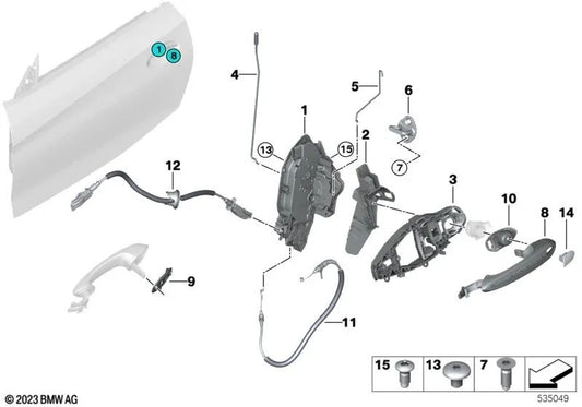 Primed Left Exterior Door Handle for BMW F40, F44, G30, G31, G38, G32, G29 (OEM 51217489321). Original BMW.