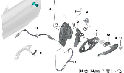 Lock do sistema esquerdo para BMW Series 1 F40, Série 2 G42 G87, Série 3 G20 G21 G28 G80 G81, 4 G26 Series, X1 U11, Z4 G29 (OEM 51217445041). BMW original.