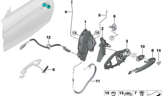 Trava do sistema esquerdo para BMW F40, G42, G87, G20, G21, G80, G81, G26, U11, G29 (OEM 51217445051). BMW original