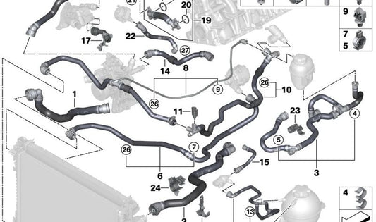 Intercolarité conduite pour BMW G05N, G18N, G06N, G07N (OEM 17125A2EC98). BMW d'origine
