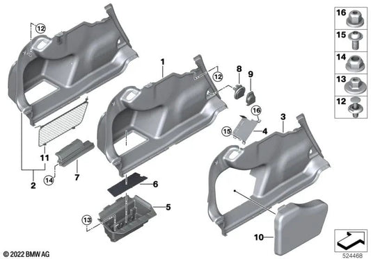 Storage Compartment Cover for BMW 3 Series G20, G20N, G28, G28N, G80 4 Series G22, G26, G82 (OEM 51477438305). Original BMW.