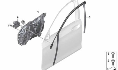 Guida alla finestra sinistra per la BMW 7 G11, G12 (OEM 51339481271). BMW originale