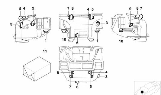 Actuador trampilla de ventilación derecha OEM 64116939405 para BMW E38. Original BMW.