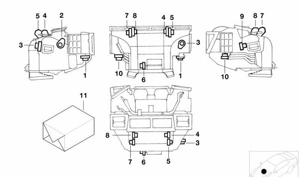 Actuador trampilla de ventilación derecha OEM 64116939405 para BMW E38. Original BMW.