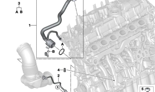 Juego de juntas para tubo de ventilación del motor OEM 11155A33228 para BMW F70, U06, G20N, G21N, G22N, G23N, G26N, G60, G61, G68, G70, U11, U12, U10, G45, G05N, G18N, G06N, G07N, G09 y MINI F65, F66, U25. Original BMW y MINI.