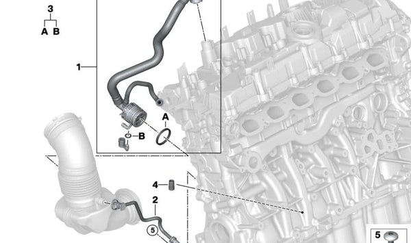 Juego de juntas para tubo de ventilación del motor OEM 11155A33228 para BMW F70, U06, G20N, G21N, G22N, G23N, G26N, G60, G61, G68, G70, U11, U12, U10, G45, G05N, G18N, G06N, G07N, G09 y MINI F65, F66, U25. Original BMW y MINI.