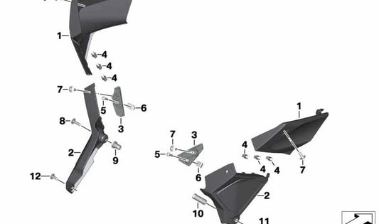 Cubierta inferior izquierda del chasis OEM 46638560715 para BMW Motorrad K 1600 Bagger (0F51, 0F61). Compatible con modelos del 2017 al 2027. Recambio original BMW Motorrad.
