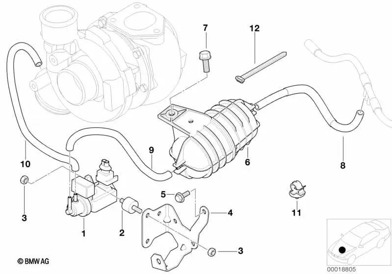Soporte OEM 11657785498 para BMW Serie 3 E46 330Cd, 330d, 330xd. Original BMW.