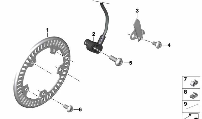 Placa de suporte do sensor de revolução traseira OEM 34528553714 para motocicletas BMW S 1000 XR (K49, K69), M 1000 XR (KM9). Originais BMW Motorrad.