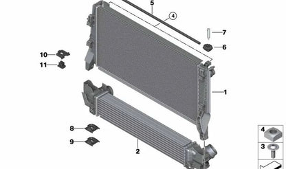 Radiador delantero OEM 17117617640 para MINI F56, F55, Clubman F54. Original MINI.