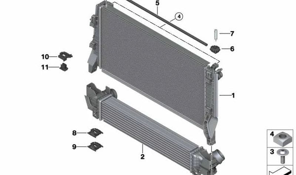 Radiador OEM 17117644302 para MINI F55, F56. Original MINI.