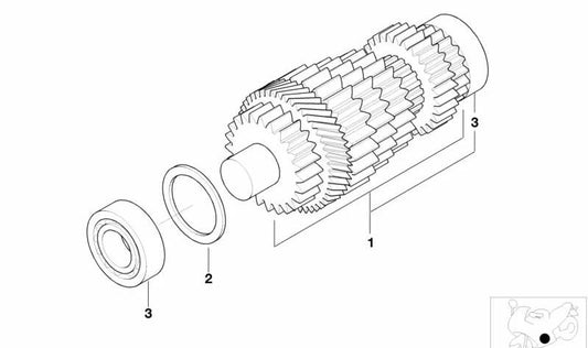 Árbol intermedio OEM 23217683389 para motos BMW K 1200 LT (K58) y K 1200 RS (K589). Original BMW Motorrad.
