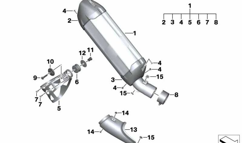 Soporte de escape trasero (abrazadera) OEM 18517727904 para BMW Motorrad R 1200 GS (RK50), R 1250 GS (RK50), R 1200 GS Adventure (RK51). Original BMW Motorrad.