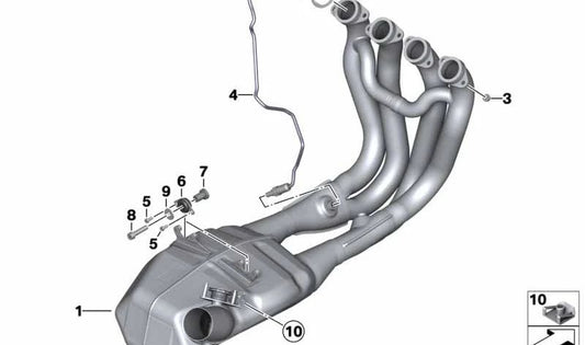 Abgaskrümmer mit Vorschalldämpfer OEM 18518564698 für BMW S 1000 R, S 1000 XR Motorräder. Original BMW Motorrad.