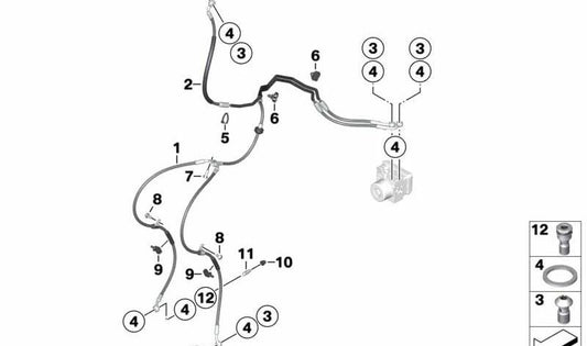 Conducto de freno circuito de mando delantero OEM 34328402050 para BMW F900XR, F900XR A2… y más. Original BMW Motorrad.