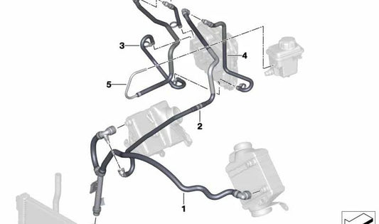 Manguera de retorno refrigerante OEM 17127634261 para BMW F15 xDrive50i y F16 xDrive50i. Compatible con modelos 2013–2019. Original BMW.
