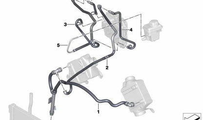 Tubo del vaso de expansión OEM 17127627331 para BMW F15 xDrive50i y F16 xDrive50i. Original BMW.
