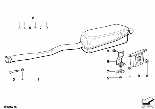 Rear silencer for BMW 3 Series E36 (OEM 18101737097). Original BMW