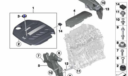 Couverture acoustique avant pour BMW F30, F31 (OEM 11148574009). BMW d'origine.