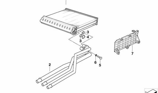 Tubo calefactor triple de aluminio OEM 64118374476 para BMW E39. Pieza original BMW adecuada para el sistema de calefacción del vehículo. Repuesto original BMW.