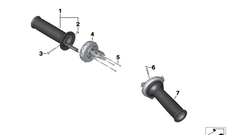 Empuñadura acanalada derecha OEM 61317708236 para BMW Motorrad R1200RT, R900RT. Original BMW Motorrad.