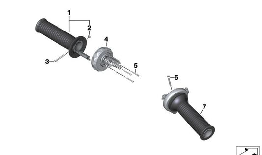 Empuñadura acanalada derecha OEM 61317708236 para BMW Motorrad R1200RT, R900RT. Original BMW Motorrad.