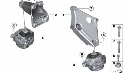 Soporte del motor izquierdo para BMW F20, F21, F30, F31, F34, F32, F36, X3 F25 (OEM 22116784825). Original BMW.