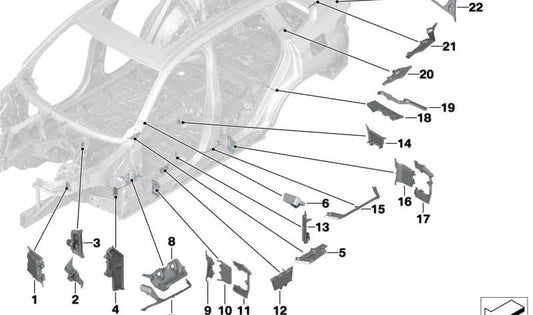 Embellecedor exterior derecho pilar D OEM 41007412118 para BMW X5 G05, G05N, F95, F95N y BMW iX3 G18, G18N. Repuesto original BMW.