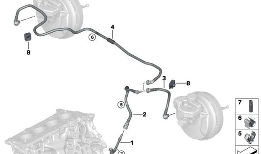Tubo de vacío OEM 11665A09C59 para BMW Serie 2 G42 (218i, 220i, 230i, M240i, M240i xDrive). Compatible con modelos de tracción trasera y total. Original BMW.