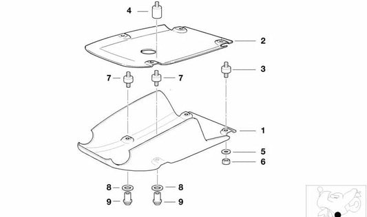 Parte interior de protección de motor OEM 11111341637 para motos BMW R 1100 GS, R 850 GS, R 1150 GS. Original BMW Motorrad.