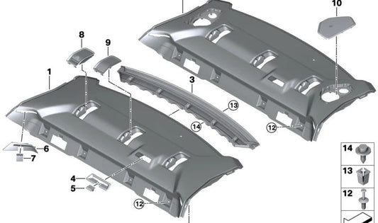 Tapa protectora interior OEM 51467482400 para BMW G20, G20N, G28, G28N, G80, G80N. Pieza original BMW. Ideal para el salpicadero o consola central. Color negro.