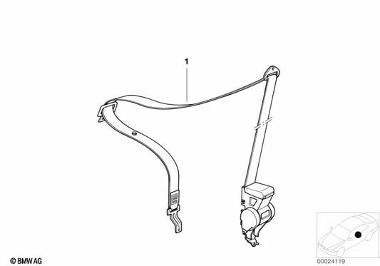 Corrente frontal superior direita sem limitador de força para BMW 3 E36 Series (OEM 72118229864). BMW original
