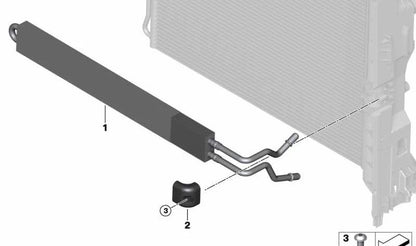 Soporte radiador dirección asistida OEM 17117561546 para BMW E70, E71, F15, F16. Original BMW.
