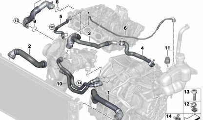 Tubo flexible módulo de gestión térmica OEM 11518631942 para BMW F40, F44, F45, F46, X1, X2 y MINI F56, F55, F54, F57, F60... y más. Original BMW y MINI.
