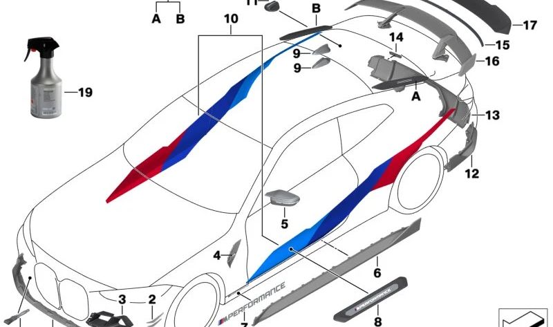 Entrada de aire izquierda OEM 51118074773 para BMW G80, G82, G83. Original BMW.