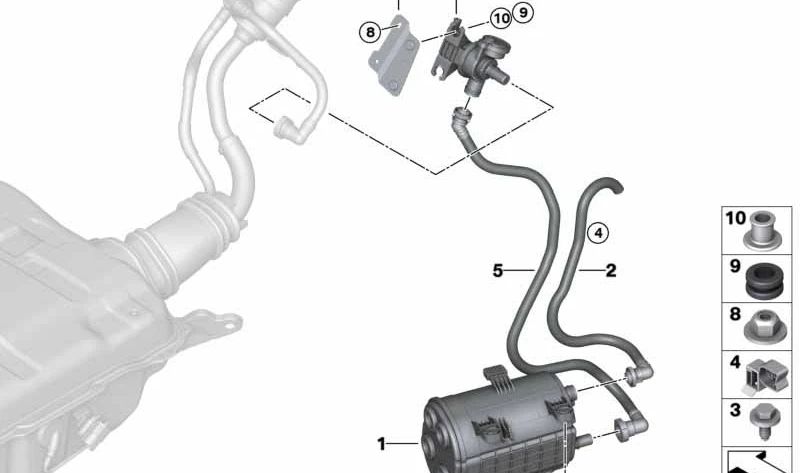 Tubo de ventilación OEM 16137439943 para BMW G05, G06. Original BMW.