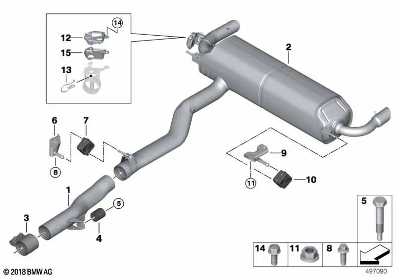 Silencieux arrière avec soupape d'échappement pour la série BMW 7 G11n, G12N (OEM 18308698930). BMW d'origine.