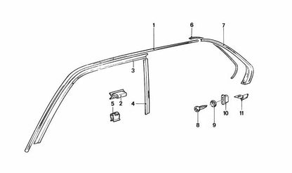 CHROME MOLDING FRAMEWORK RIGHT WINDOW 51321834598 FOR BMW E21 (all compatible models). Original BMW.