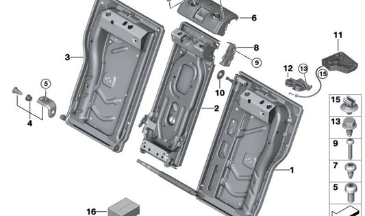Runde Schraube M8X30 OEM 52207266275 für BMW F20, F21, F22, F87, F30, F31, F34, F32, F36, F25, F26, F15, F85, F16, F86. Original BMW. Ideal zum Befestigen in der Rücksitzstruktur.