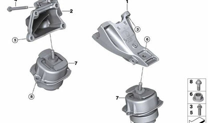 Soporte motor izquierdo OEM 22116882035 para BMW X5 {E70, E70N, F15, F85} y BMW X6 {E71, E72, F16, F86}. Original BMW.