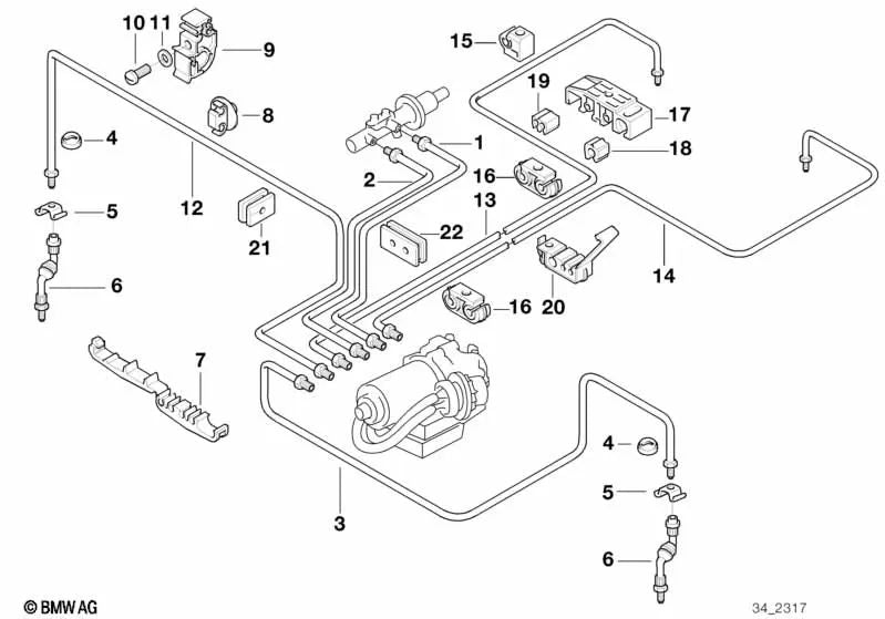 Pipe BMW E31 (OEM 34326755507). BMW d'origine.