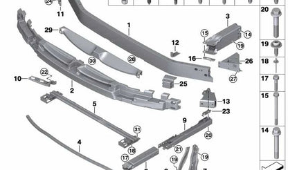 Right lower front deformation element OEM 51117374790 for BMW X1 F48, F49 and X2 F39. Original BMW.