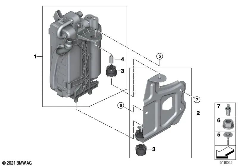 BMW Condenser Support 2 G42 Series, 3 G20 Series, G21, G28, 4 G22 Series, G23, G26 (OEM 64506806375). BMW original.