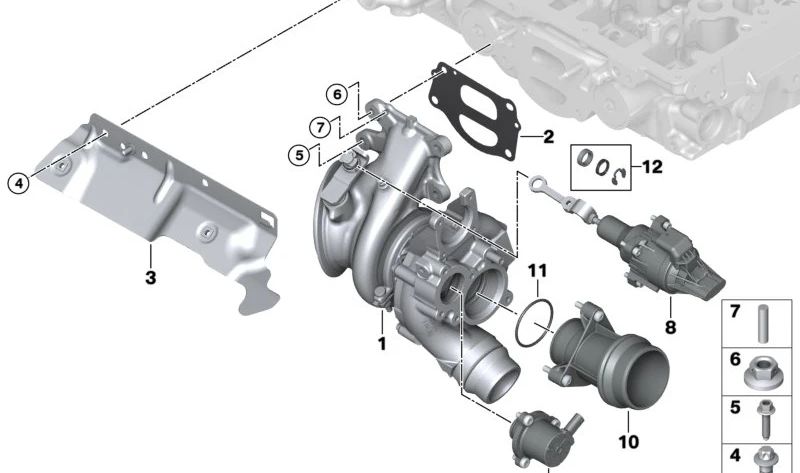 Conjunto de Actuador Válvula Wastegate para BMW G42, G20N, G21N, G28N, G22, G23, G26, G30N, G31N, G38N, G32N, G01N, G08N, G02N, G18, G06, G29 (OEM 11655A32F57). Original BMW