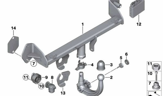Bola de enganche remolque desmontable OEM 71606858970 para BMW Serie 3 F30, F31, Serie 4 F32, F33, F36. Original BMW.