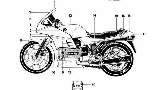 OEM Blue Adhesive Tag 51142308396 for BMW Motorrad K100 RS, RT, LT (K589, 05/1983-10/1989). Original BMW Motorrad.