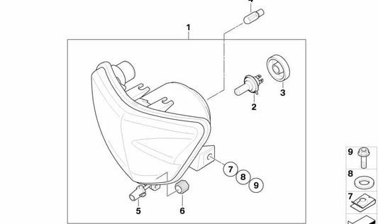 Faro delantero derecho OEM 63127711457 para motos BMW G 450 X (K16). Original BMW Motorrad.