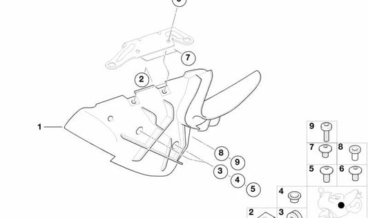 Guía de aire derecha OEM 46632328796 para motos BMW R1150R, R850R... y más. Original BMW Motorrad.