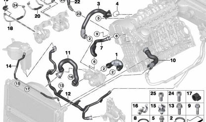 Conducción Retorno Calefacción-Termostato para BMW E82, E88, E90, E91, E92, E93 (OEM 17127564614). Original BMW